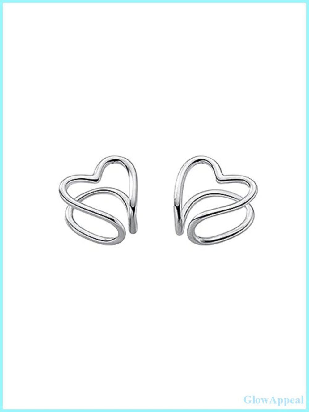 Sterling Silver Heart Ear Cuff Earrings Clip On No Piercing
